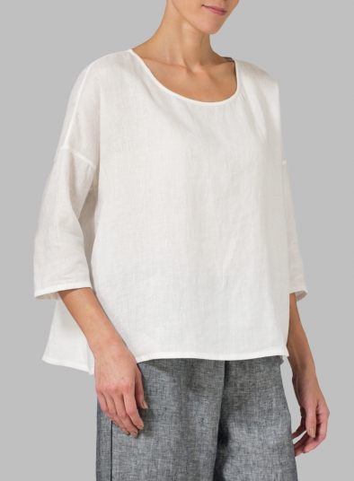 Linen Dropped Shoulder Long Top