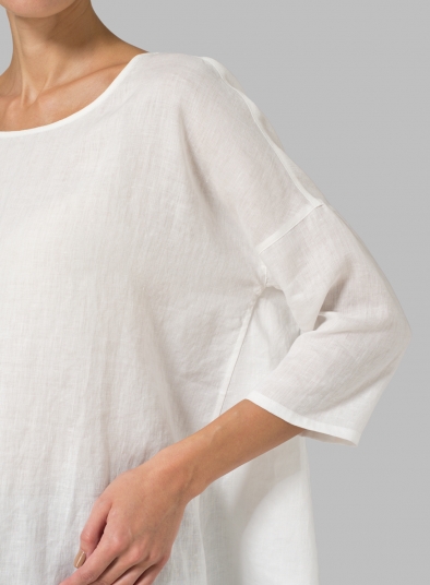 Linen Dropped Shoulder Long Top