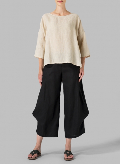 Linen Dropped Shoulder Long Top