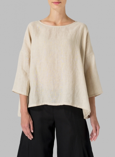Linen Dropped Shoulder Long Top