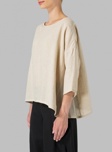 Linen Dropped Shoulder Long Top