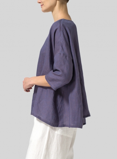 Linen Dropped Shoulder Long Top