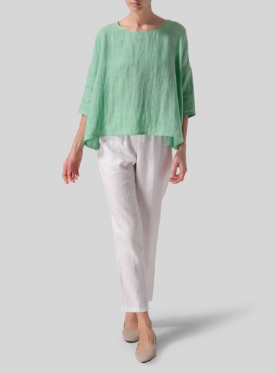 Linen Dropped Shoulder Long Top