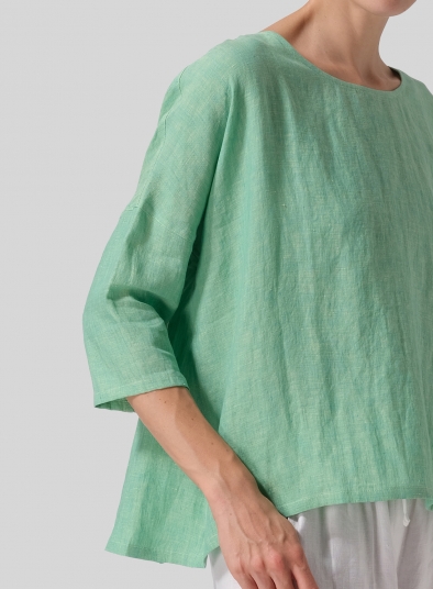 Linen Dropped Shoulder Long Top