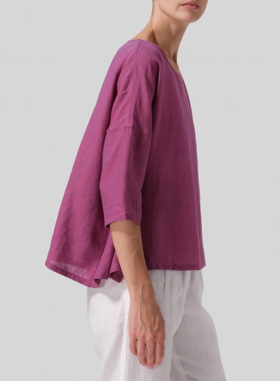 Linen Dropped Shoulder Long Top