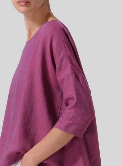 Linen Dropped Shoulder Long Top