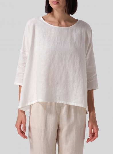 Linen Dropped Shoulder Long Top