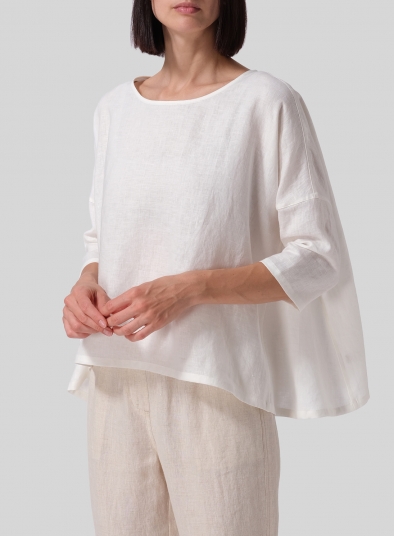 Linen Dropped Shoulder Long Top