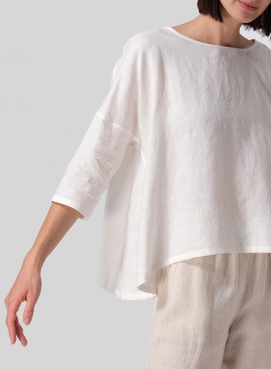 Linen Dropped Shoulder Long Top