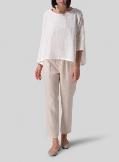 Linen Dropped Shoulder Long Top