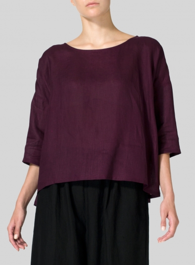 Linen Two Tone Dropped Shoulder Top
