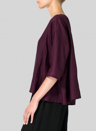 Linen Two Tone Dropped Shoulder Top