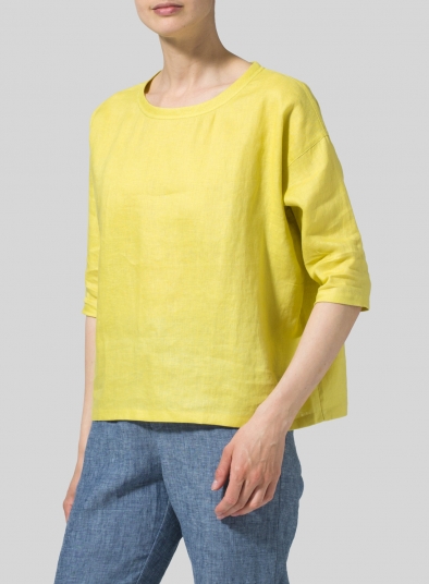 Linen Scoop Neck Top