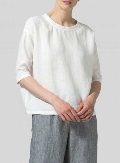 Linen Scoop Neck Top