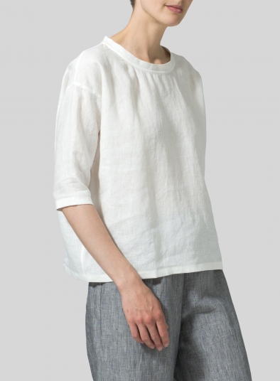 Linen Scoop Neck Top