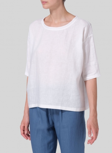 Linen Scoop Neck Top