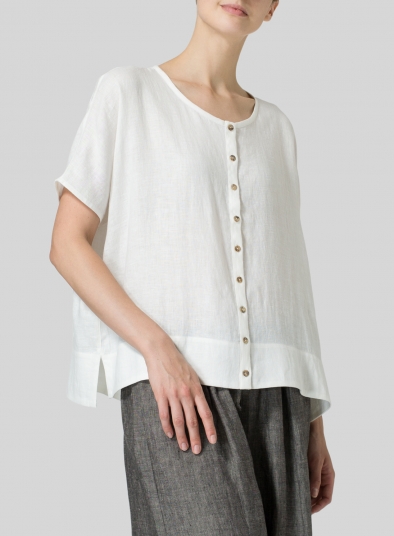 Linen Wide S/Sleeve Blouse