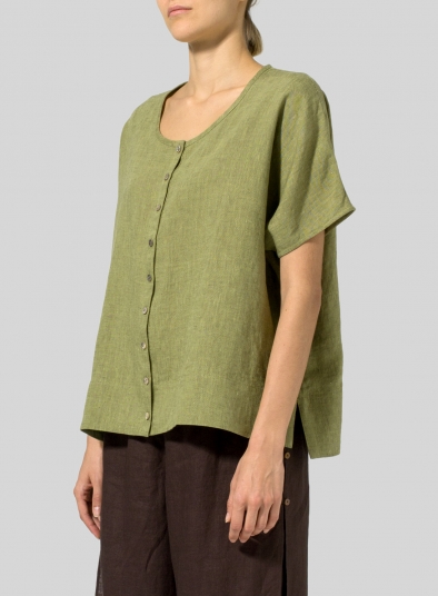 Linen Wide S/Sleeve Blouse