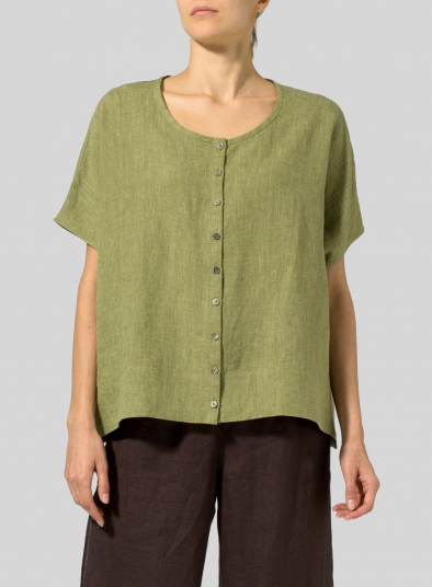 Linen Wide S/Sleeve Blouse