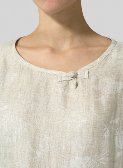 Linen Scoop Neck Patterned Tunic 