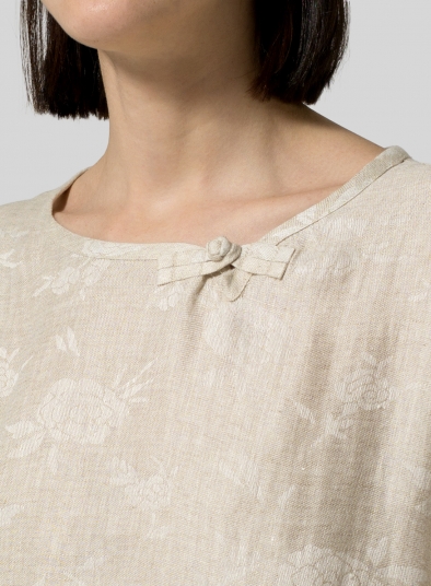 Linen Scoop Neck Patterned Tunic 