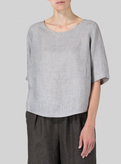 Linen Slip-on Half Sleeve Blouse