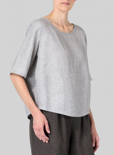 Linen Slip-on Half Sleeve Blouse