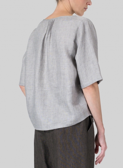 Linen Slip-on Half Sleeve Blouse
