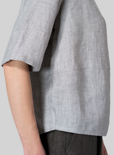 Linen Slip-on Half Sleeve Blouse