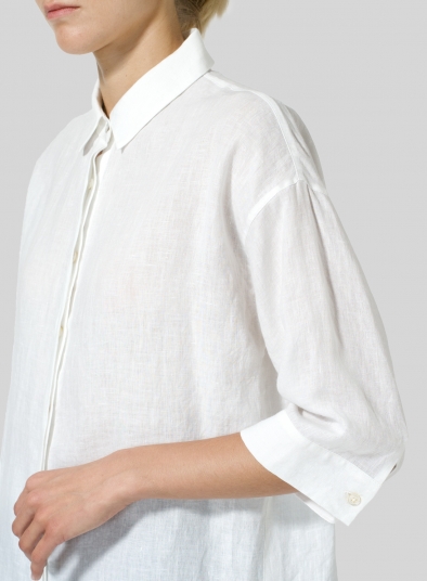 Linen Button Up Shirt - Plus Size