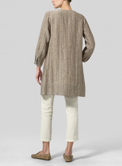 Linen Long Sleeve Slip-On Shift Dress