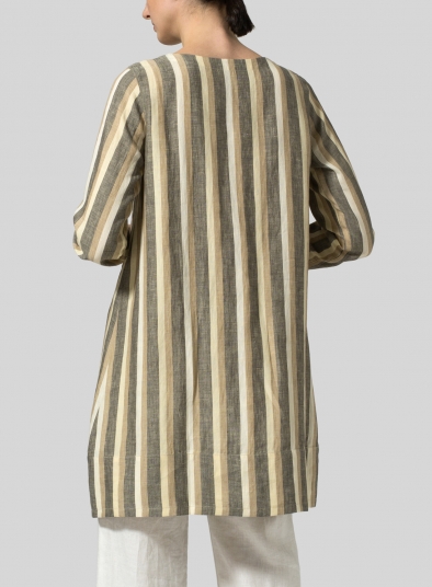 Linen Stripe Slip-On Shift Dress