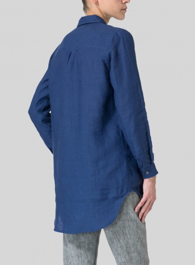 Linen Classic Collar Half Button Down Tunic 