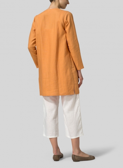 Linen Handmade Knot Buttons Top