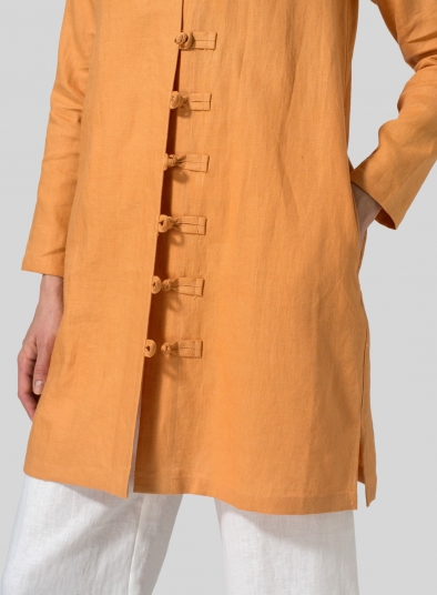 Linen Handmade Knot Buttons Top