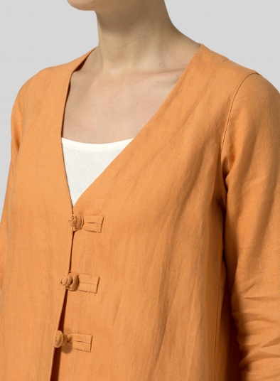 Linen Handmade Knot Buttons Top