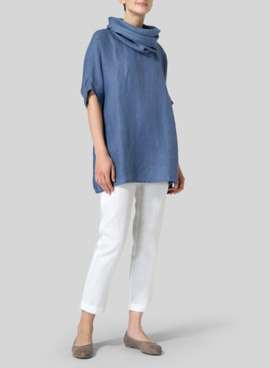 Weave Linen Turtleneck Tunic