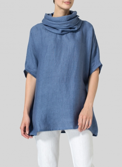 Weave Linen Turtleneck Tunic