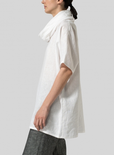 White Linen Turtleneck Tunic