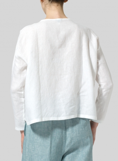 Linen V-neck Boxy Top