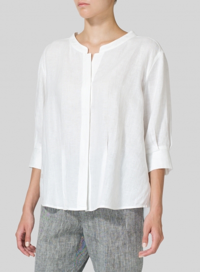 Linen Back Keyhole Blouse
