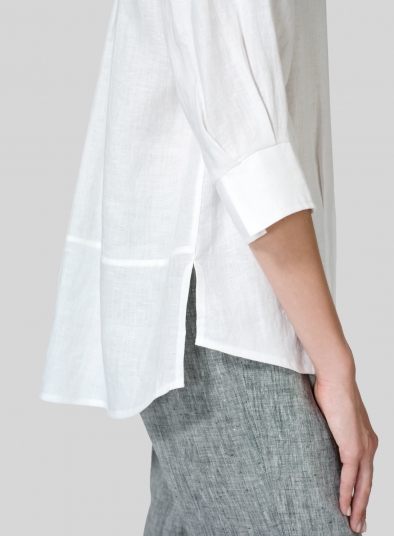 Linen Back Keyhole Blouse
