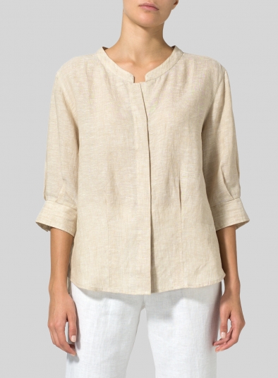 Linen Back Keyhole Blouse