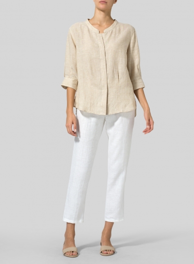 Linen Back Keyhole Blouse