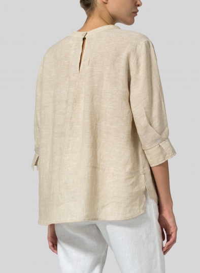 Linen Back Keyhole Blouse