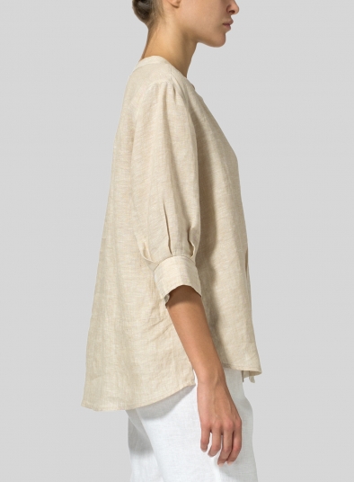 Linen Back Keyhole Blouse