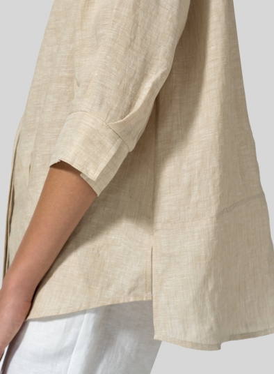 Linen Back Keyhole Blouse