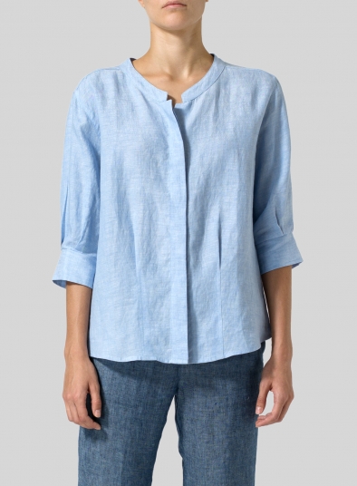 Linen Back Keyhole Blouse