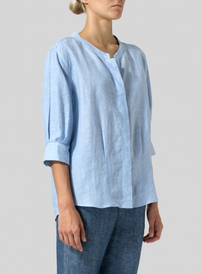 Linen Back Keyhole Blouse