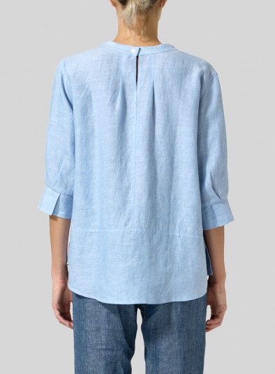 Linen Back Keyhole Blouse